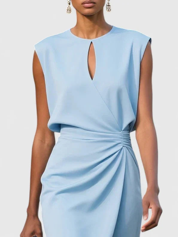 Women's Ruched Waist MIDI Dress - Elegant Style For Special Occasions And Everyday Wear