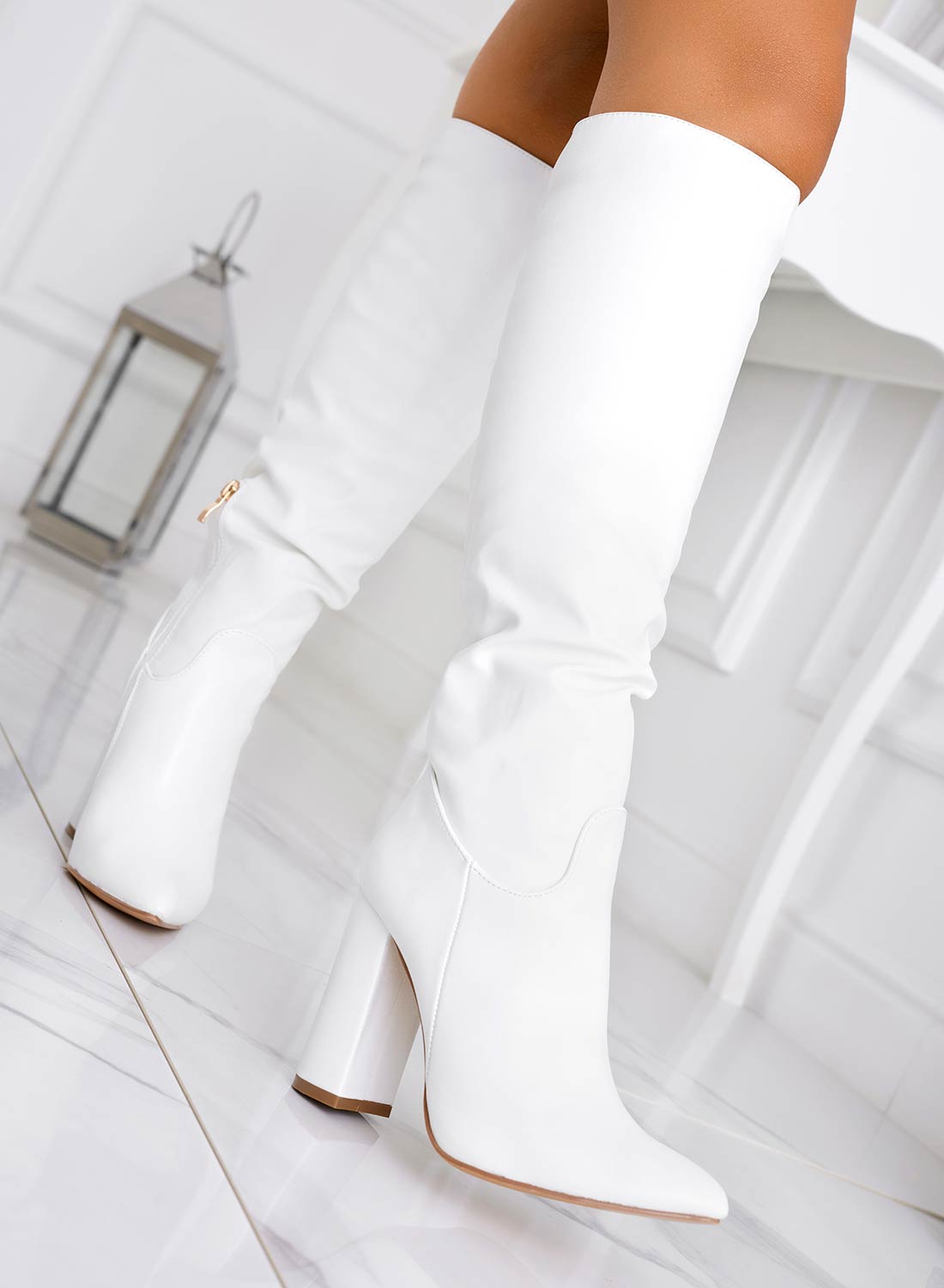 Ivonne - White High Heeled Women's Boots