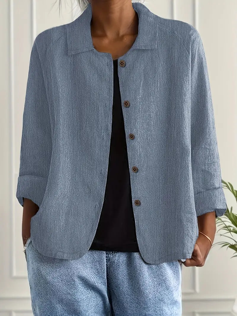 Women's Lightweight Button-front Jacket - Relaxed Fit Casual Outerwear For Spring And Summer