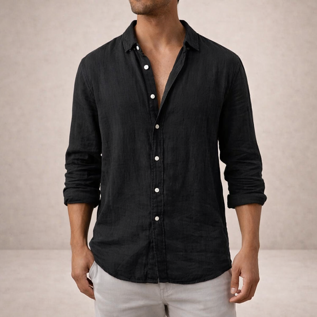 Men's Regular Fit Linen Button-Down Shirt - Casual Summer Shirt for Everyday Wear