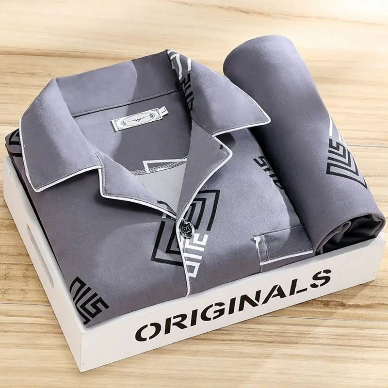 Men's Pajama Set With A Print And Breathable Design – Comfortable Sleepwear With A Button Closure For Home, Relaxation, And As A Gift