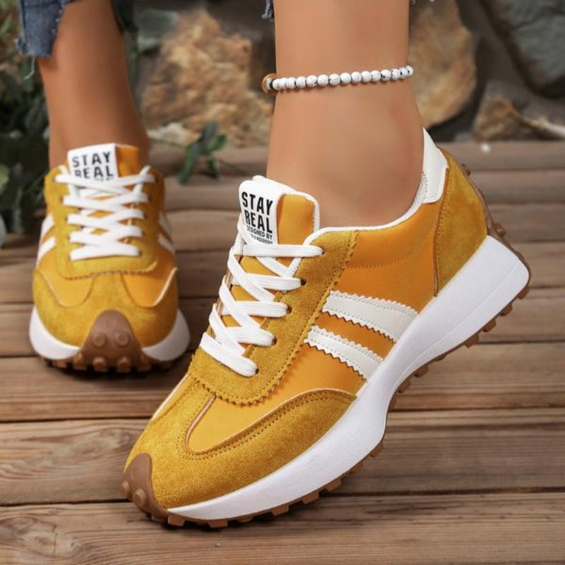 Women's Suede Platform Sneakers - Retro-inspired Running Trainers For Stylish Everyday Wear