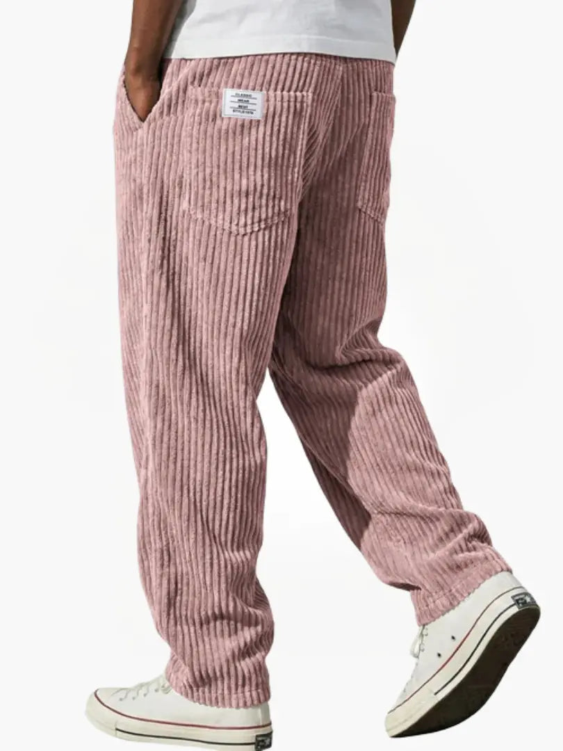 Men's Relaxed-fit Corduroy Pants With A Drawstring Waist – Comfortable Pants For Everyday Wear, Leisure, And Casual Style