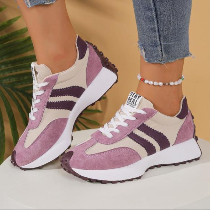 Women's Suede Platform Sneakers - Retro-inspired Running Trainers For Stylish Everyday Wear