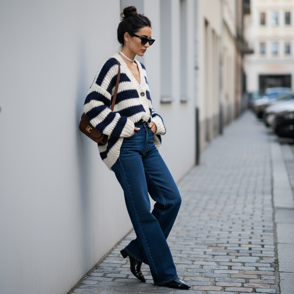 Liora – Oversized Striped Cardigan with Soft Texture