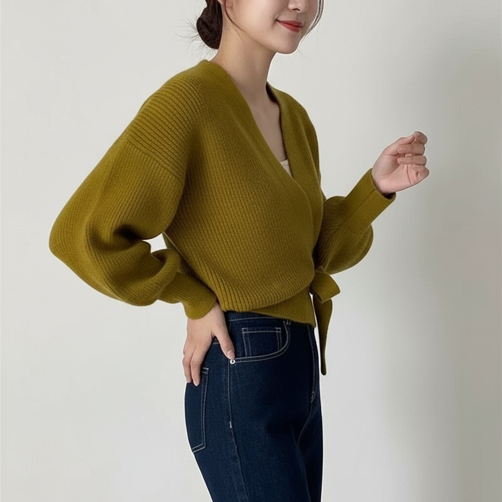 Lynette – Chic Wrap Cardigan with Elegant Tie