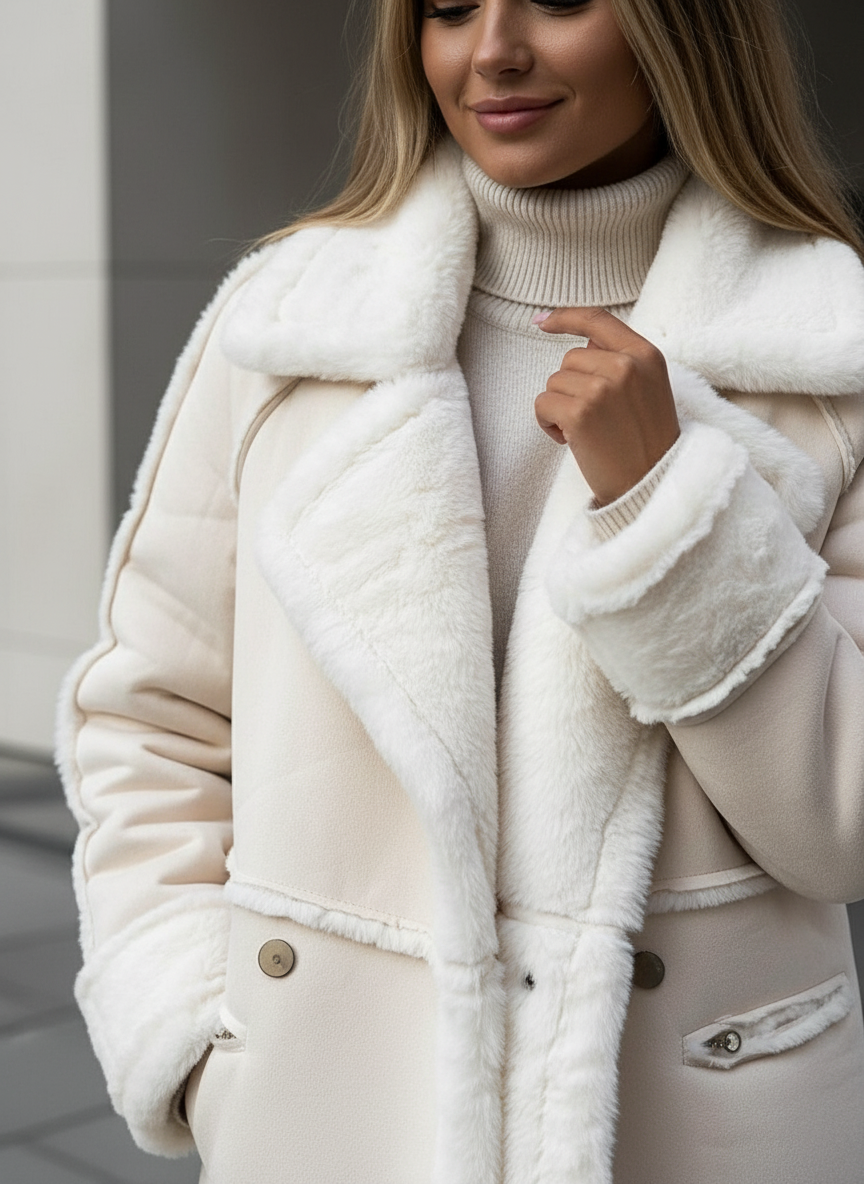 Iraida - Elegant Long Women's Coat in Eco-Fur