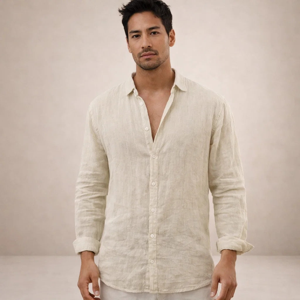 Men's Regular Fit Linen Button-Down Shirt - Casual Summer Shirt for Everyday Wear