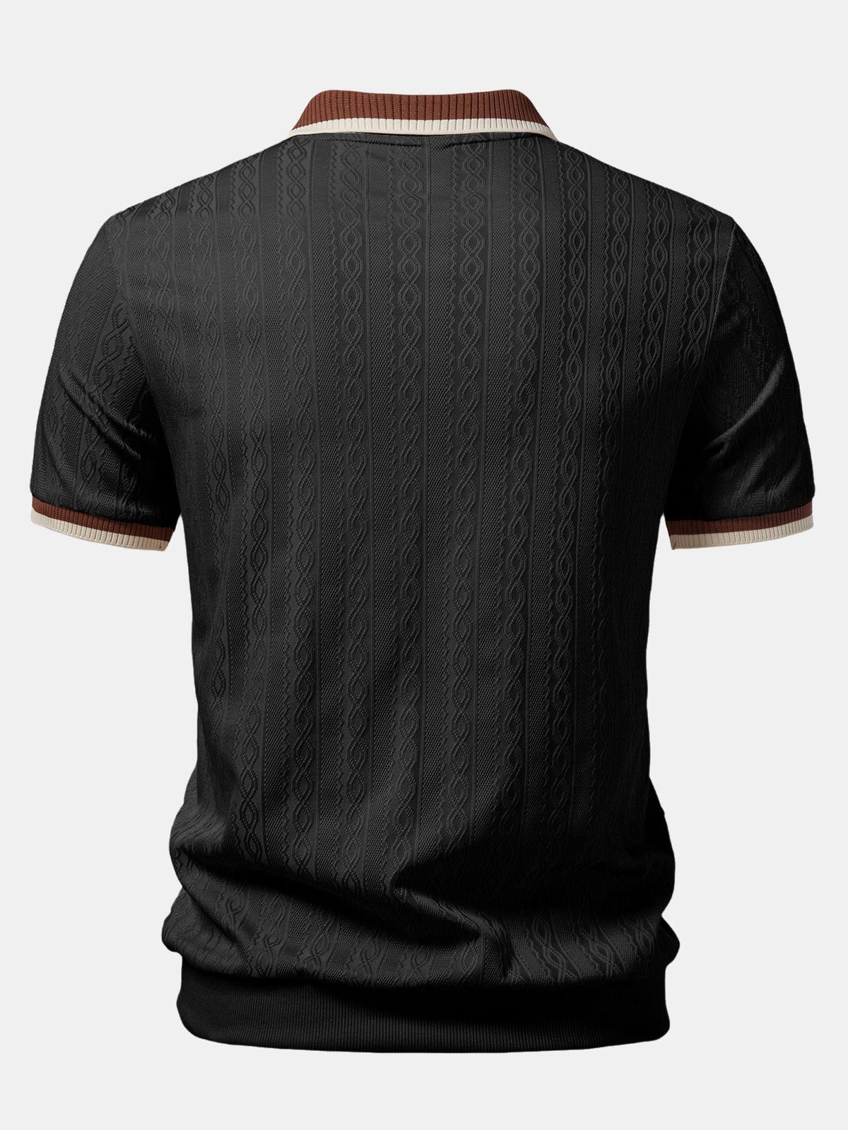 Men's Textured Knit Polo - Quarter-zip Tailored Fit For Refined Smart Casual Style