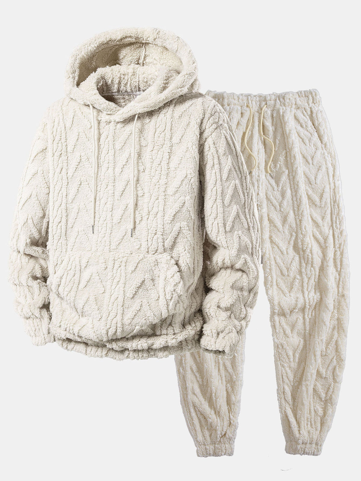Men's Teddy Fleece 2-piece Set With A Casual Hoodie And Joggers – A Warm Set For Cold Days, Everyday Wear, And Leisure