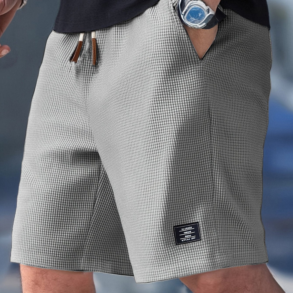 Men's Waffle Texture Drawstring Shorts - Casual Summer Shorts For Everyday Wear