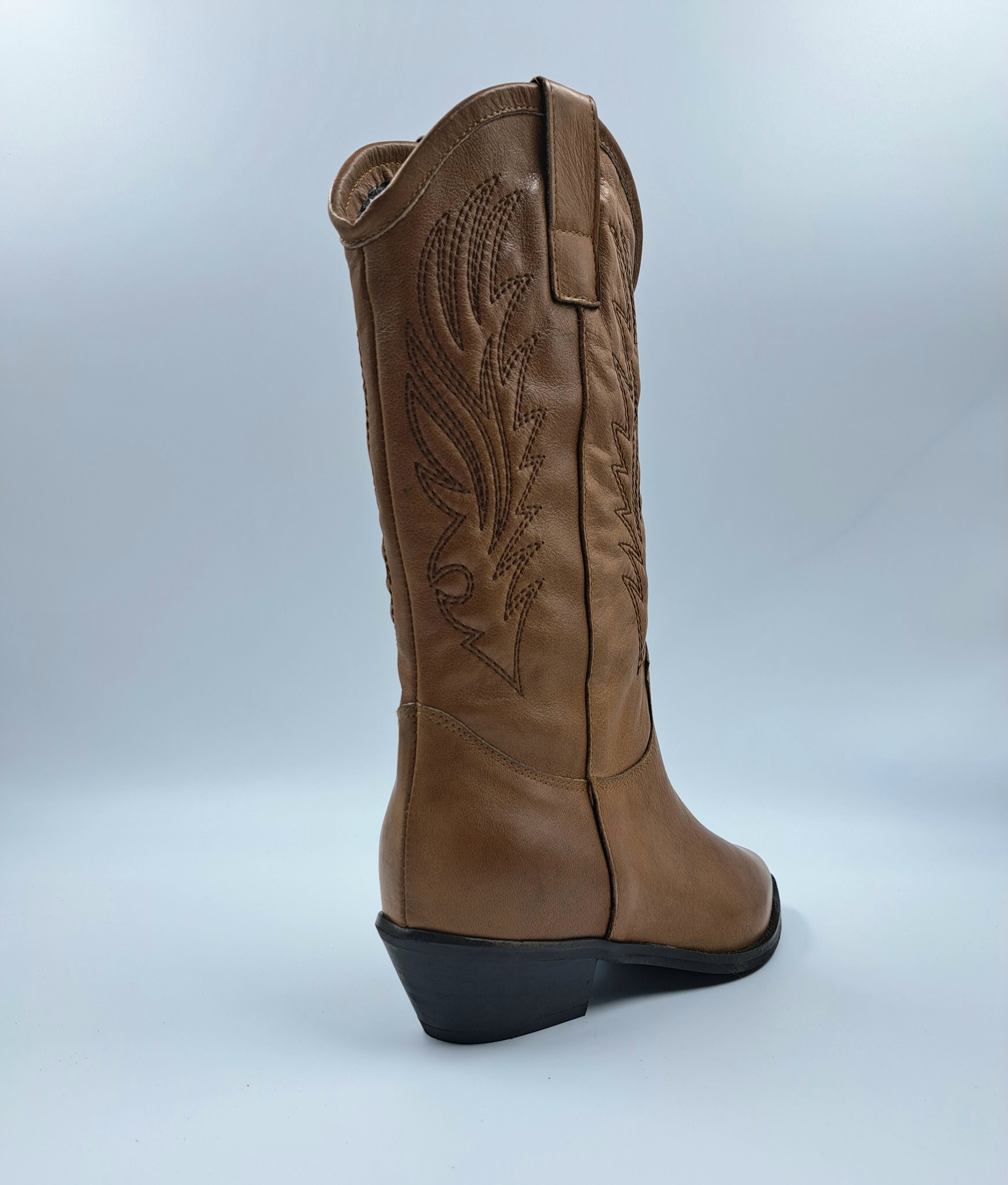 Faustine - Mid Calf Cowboy Boots for Women in Tan