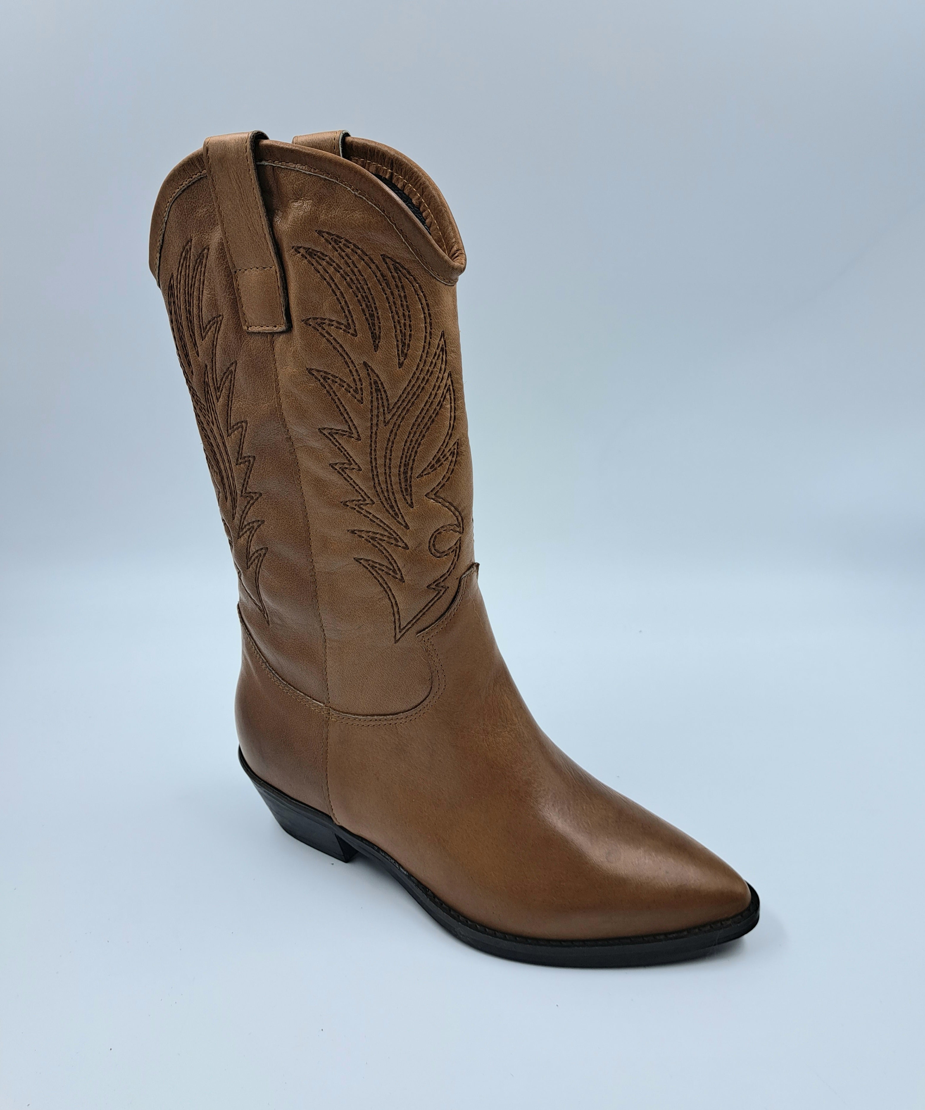 Faustine - Mid Calf Cowboy Boots for Women in Tan