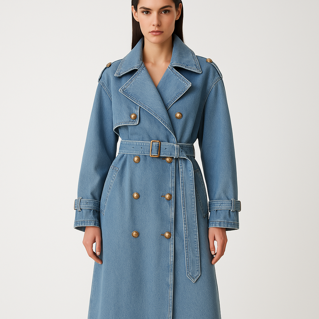 Vittoria – Long Casual Chic Denim Trench