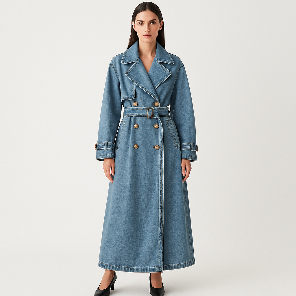 Vittoria – Long Casual Chic Denim Trench