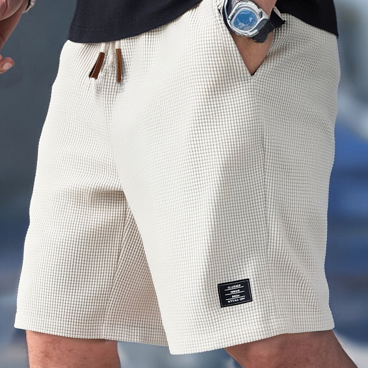Men's Waffle Texture Drawstring Shorts - Casual Summer Shorts For Everyday Wear