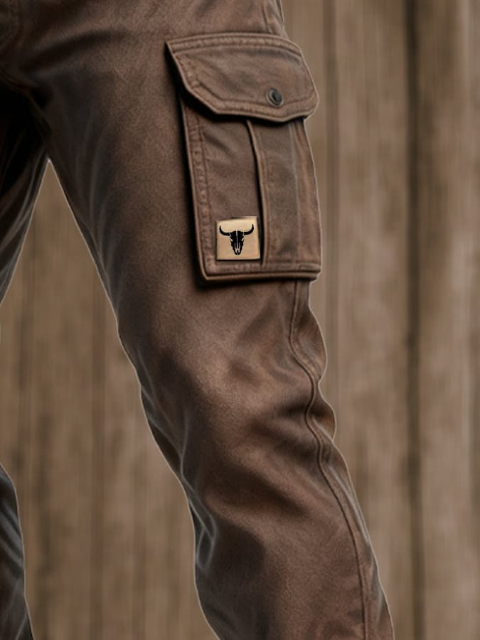 Men's Slim Fit Cargo Trousers - Utility Pocket Design For Casual Streetwear Style