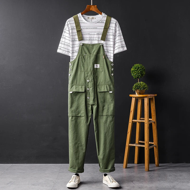 Men's Cargo Bib Overalls With Multiple Pockets – Practical Work Pants In A Jumpsuit Style For Work, Everyday Use, And Leisure