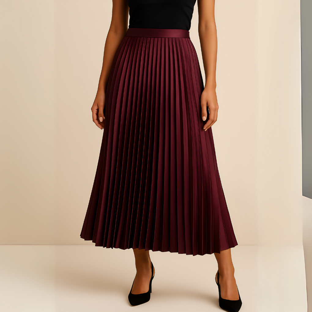 Women's Pleated Midi Skirt With A High Waist And A-line Silhouette – An Elegant Skirt For Everyday Wear, The Office, And Smart-casual Styles