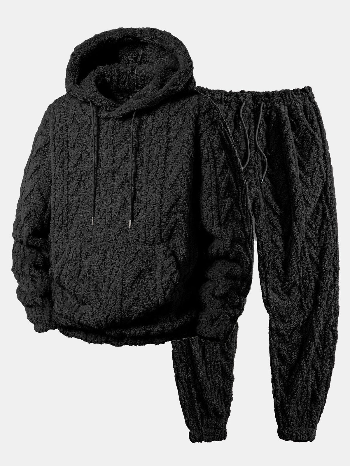 Men's Teddy Fleece 2-piece Set With A Casual Hoodie And Joggers – A Warm Set For Cold Days, Everyday Wear, And Leisure