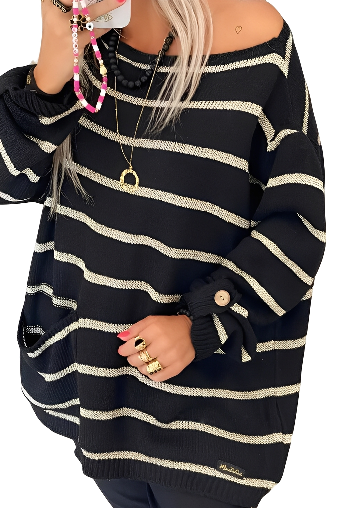 Perla – Casual and Oversized Striped Jumper for Women