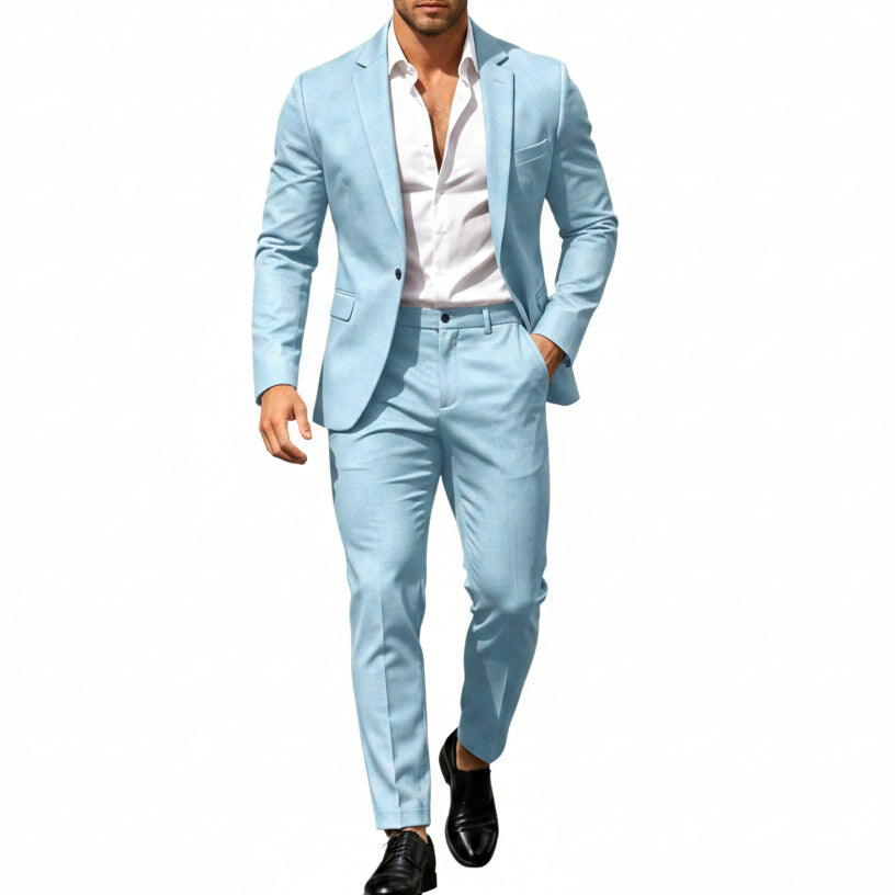 Men's Lightweight Two-piece Suit With An Elegant, Tailored Fit – A Stylish Suit Set For Weddings, Business, And Formal Occasions