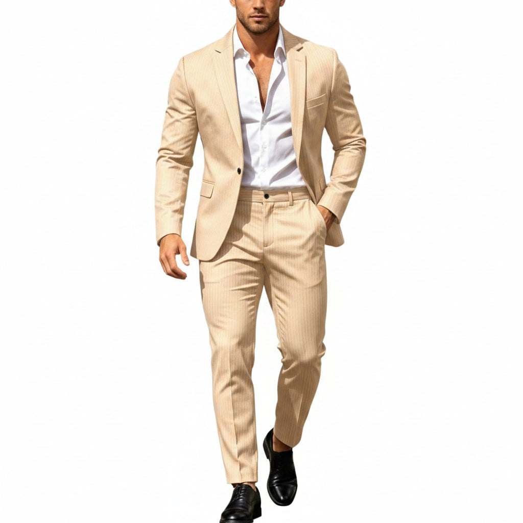 Men's Lightweight Two-piece Suit With An Elegant, Tailored Fit – A Stylish Suit Set For Weddings, Business, And Formal Occasions