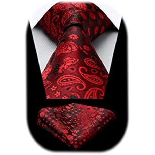 Men's Tie Set With Floral Paisley Pattern – Elegant Formal Accessories For Weddings, Parties, And Special Occasions