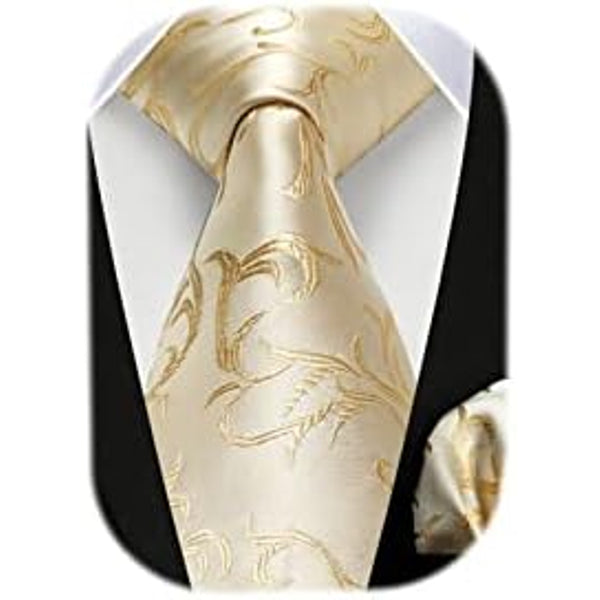 Men's Tie Set With Floral Paisley Pattern – Elegant Formal Accessories For Weddings, Parties, And Special Occasions