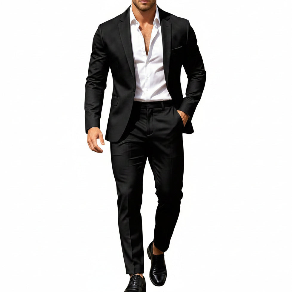 Men's Lightweight Two-piece Suit With An Elegant, Tailored Fit – A Stylish Suit Set For Weddings, Business, And Formal Occasions