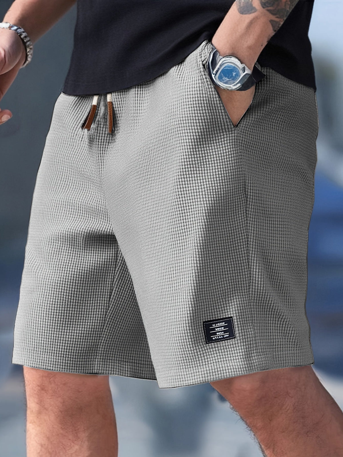 Men's Waffle Texture Drawstring Shorts - Casual Summer Shorts For Everyday Wear