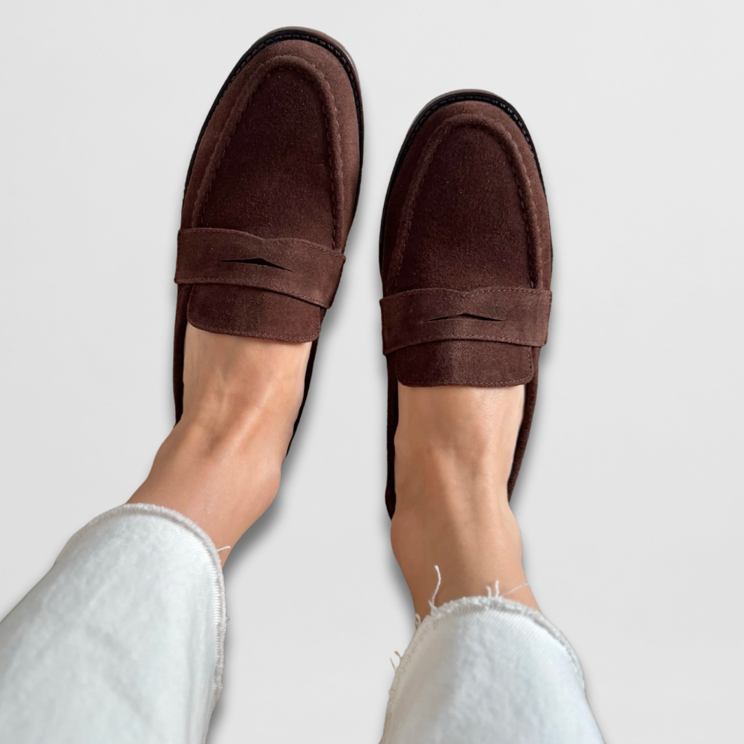 Women's Suede Penny Loafers With A Classic Flat Sole – Elegant Everyday Shoes For The Office, Everyday Wear, And Smart-casual Style