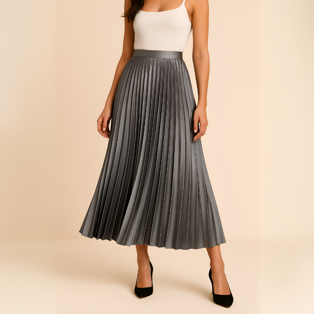 Women's Pleated Midi Skirt With A High Waist And A-line Silhouette – An Elegant Skirt For Everyday Wear, The Office, And Smart-casual Styles