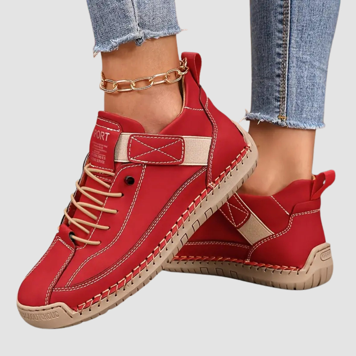 Women's Orthopedic Leather Sneakers - Comfortable Everyday Walking Shoes For Casual Wear
