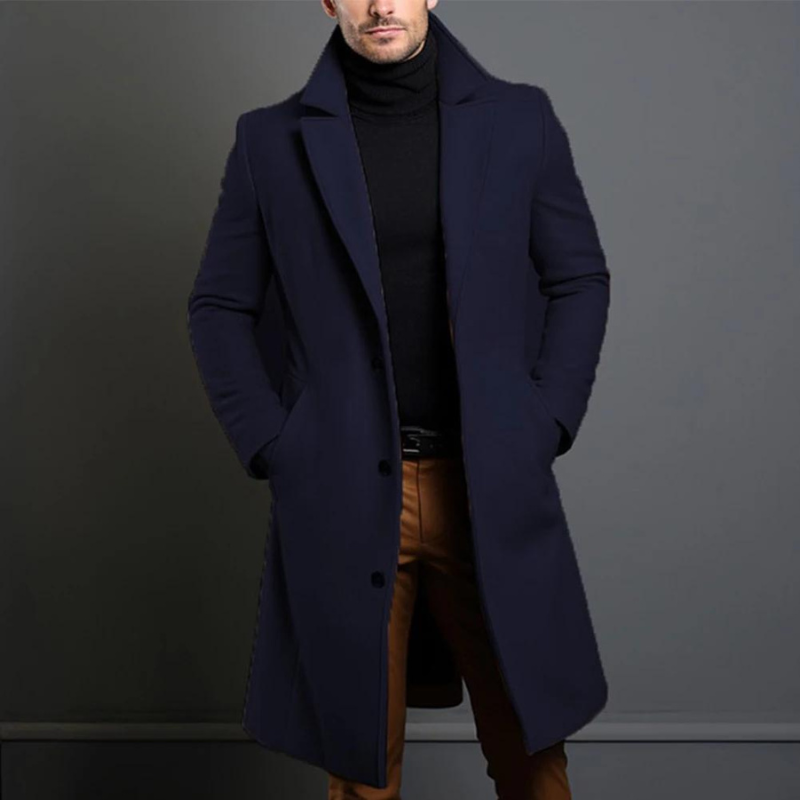 Men's Wool Coat With A Long, Tailored Fit – Classic Winter Outerwear For The Office, Everyday Wear, And Formal Occasions