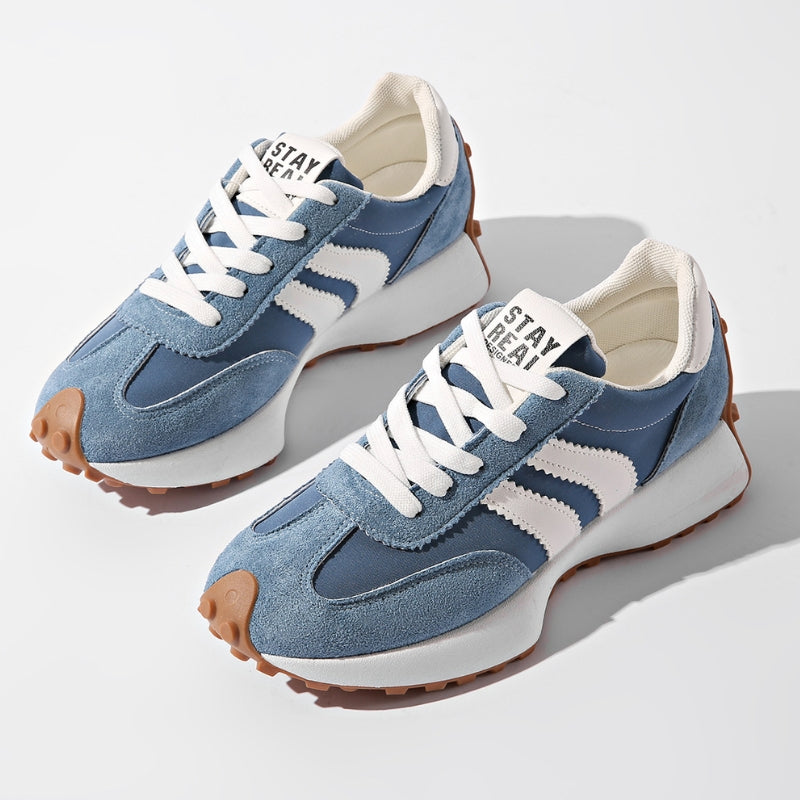 Women's Suede Platform Sneakers - Retro-inspired Running Trainers For Stylish Everyday Wear