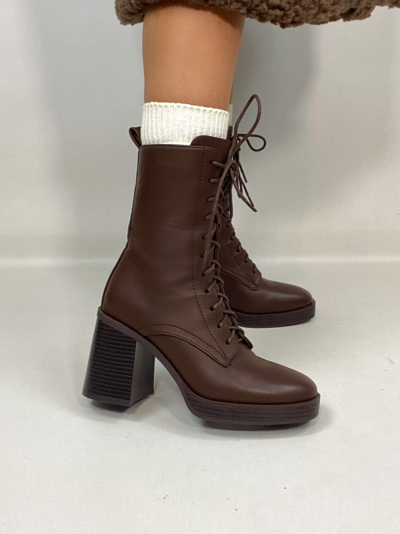 Joelle - Lace-Up Ankle Boots with Wide Heel
