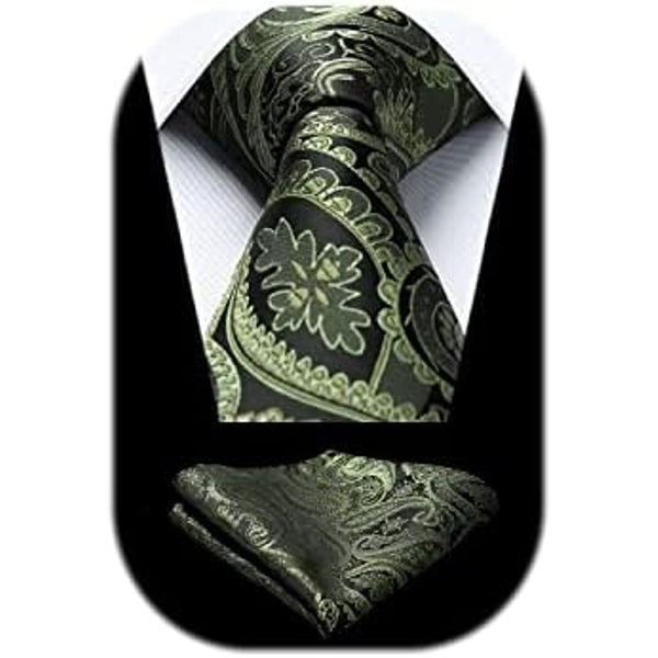 Men's Tie Set With A Paisley Jacquard Pattern – Elegant Formal Accessories For Weddings, Festive Events, And Special Occasions