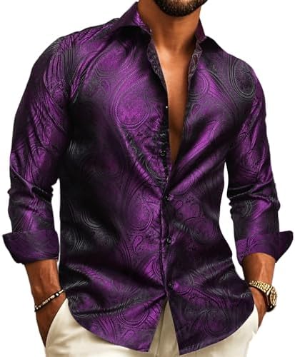 Men's Long-sleeved Paisley Jacquard Shirt – An Elegant Shirt For Weddings, Parties, Evening Wear, And Special Occasions