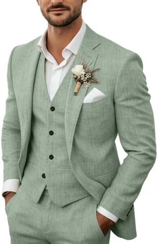 Men's Lightweight 3-piece Linen Suit – Tailored Summer Suit For Weddings, Parties, And Formal Occasions