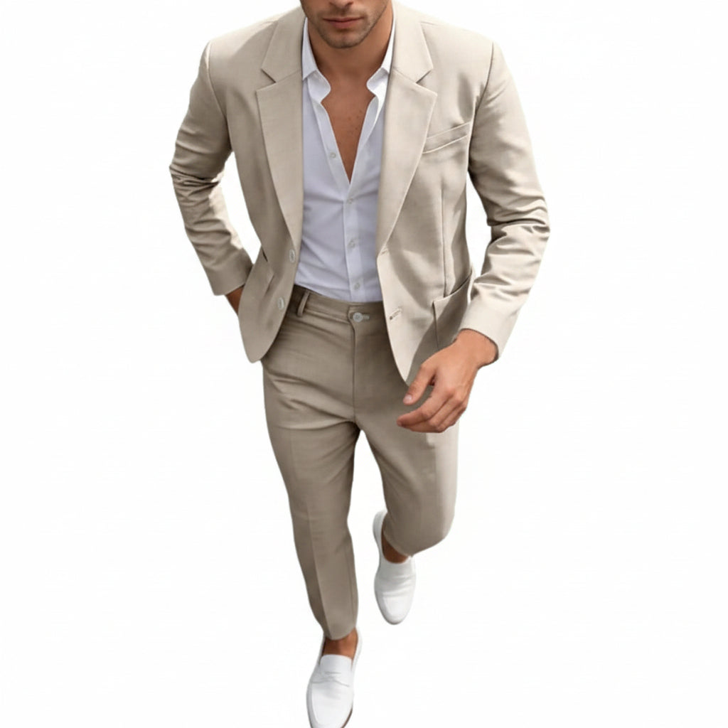Men's Lightweight Two-piece Suit With An Elegant, Tailored Fit – A Stylish Suit Set For Weddings, Business, And Formal Occasions