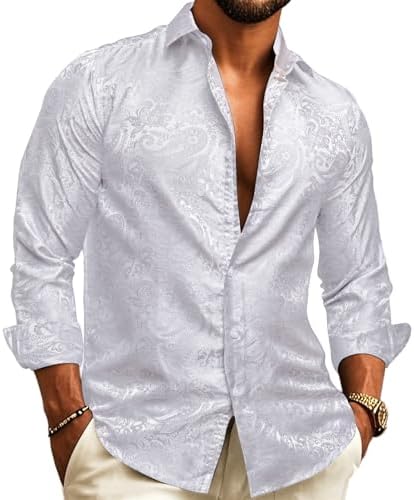 Men's Long-sleeved Paisley Jacquard Shirt – An Elegant Shirt For Weddings, Parties, Evening Wear, And Special Occasions