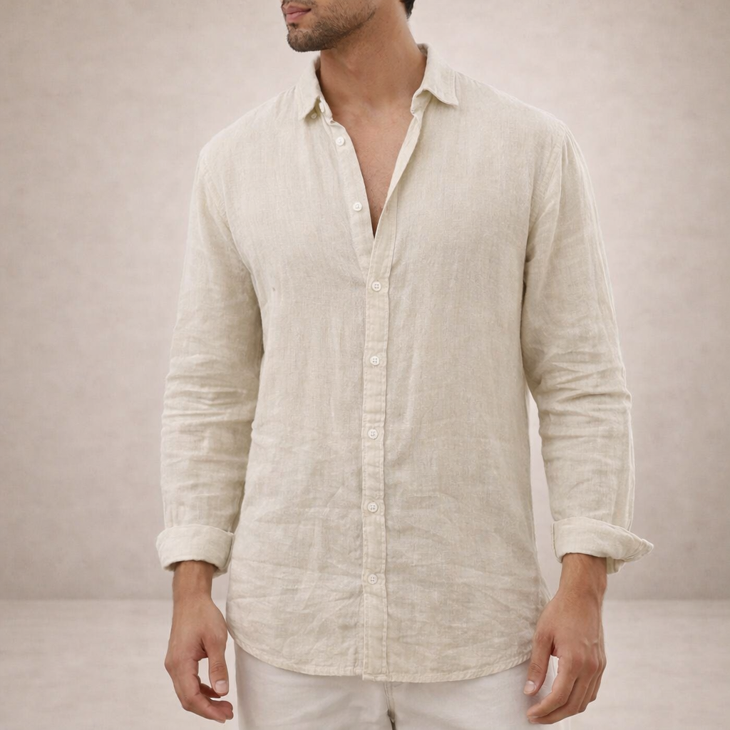 Men's Regular Fit Linen Button-Down Shirt - Casual Summer Shirt for Everyday Wear