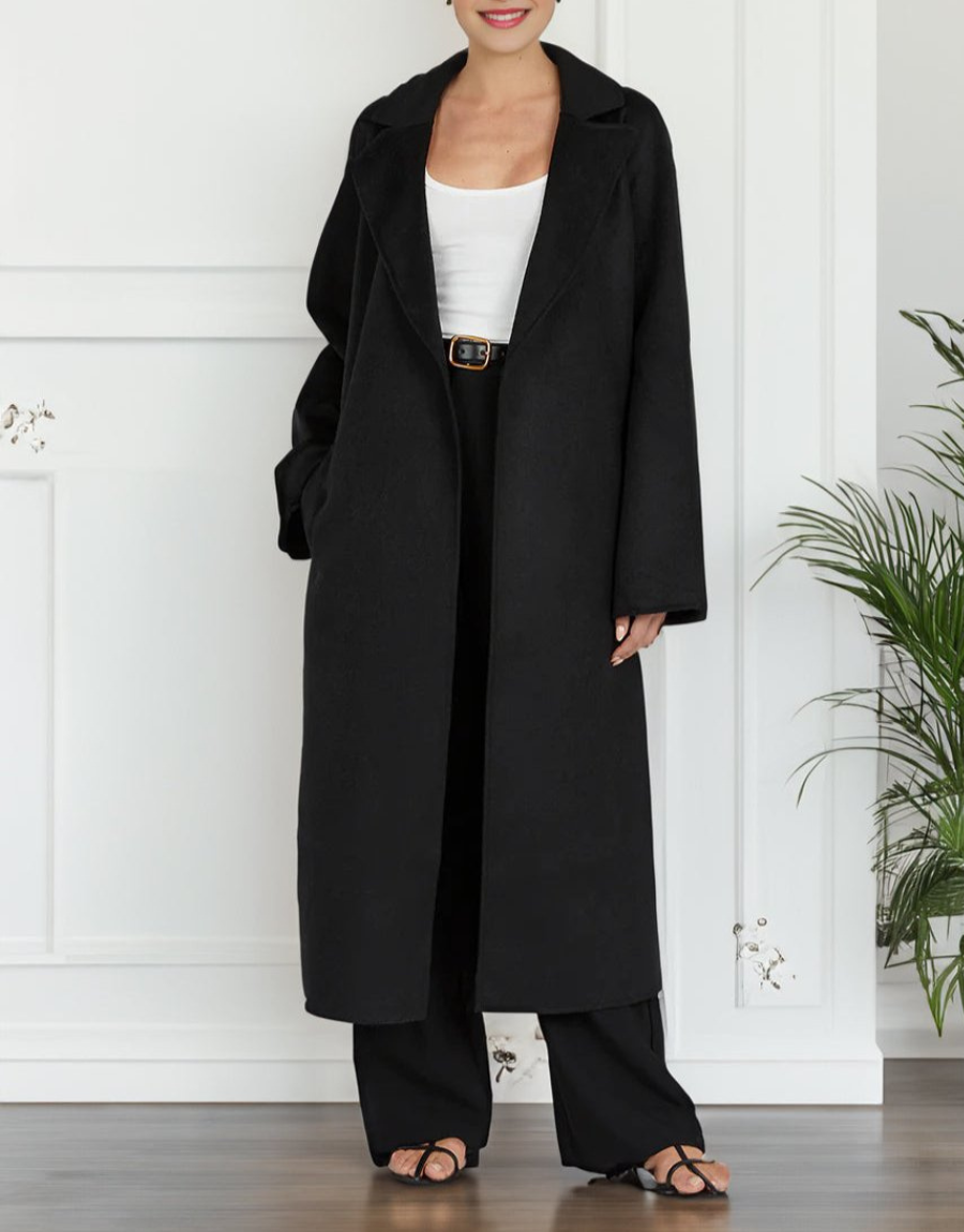 Bruna – Long Open Coat for Women in Classic Style