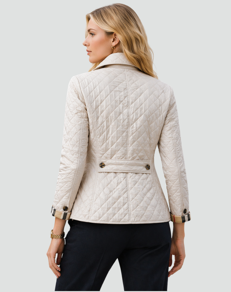Women's Quilted Jacket - Button-front Collared Outerwear For Lightweight Everyday Wear