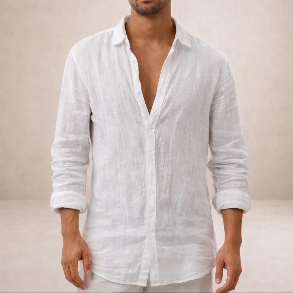 Men's Regular Fit Linen Button-Down Shirt - Casual Summer Shirt for Everyday Wear