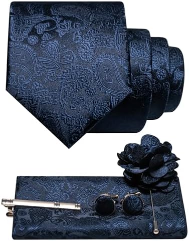 Men's Paisley Tie Set With Coordinated Design – Elegant Accessories For Weddings, Events, And Formal Occasions