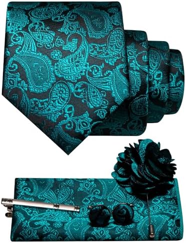 Men's Paisley Tie Set With Coordinated Design – Elegant Accessories For Weddings, Events, And Formal Occasions