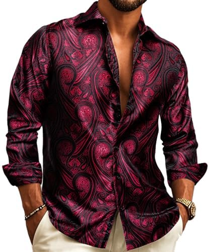 Men's Long-sleeved Paisley Jacquard Shirt – An Elegant Shirt For Weddings, Parties, Evening Wear, And Special Occasions