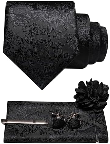 Men's Paisley Tie Set With Coordinated Design – Elegant Accessories For Weddings, Events, And Formal Occasions